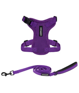 Voyager Step-in Lock Dog Harness w Reflective Dog Leash Combo Set with Neoprene Handle 5ft - Supports Small, Medium and Large Breed Puppies/Cats by Best Pet Supplies - Purple, XXS