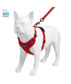 Voyager Step-in Lock Dog Harness w Reflective Dog Leash Combo Set with Neoprene Handle 5ft - Supports Small, Medium and Large Breed Puppies/Cats by Best Pet Supplies - Red, M