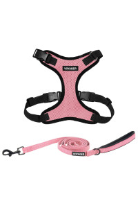 Voyager Step-in Lock Dog Harness w Reflective Dog Leash Combo Set with Neoprene Handle 5ft - Supports Small Medium and Large Breed Puppies/Cats by Best Pet Supplies - Pink/Black Trim, XS