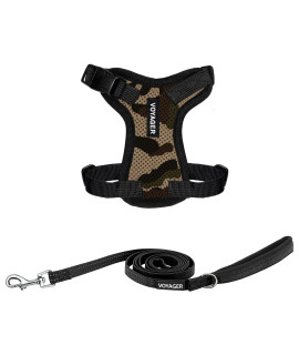 Voyager Step-in Lock Dog Harness w Reflective Dog Leash Combo Set with Neoprene Handle 5ft - Supports Small, Medium and Large Breed Puppies/Cats by Best Pet Supplies - Army/Black Trim, XXXS