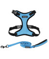 Voyager Step-in Lock Dog Harness W Reflective Dog Leash Combo Set with Neoprene Handle 5ft - Supports Small, Medium and Large Breed Puppies/Cats by Best Pet Supplies - Baby Blue/Black Trim, S
