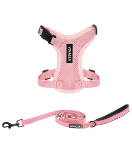 Voyager Step-in Lock Dog Harness w Reflective Dog Leash Combo Set with Neoprene Handle 5ft - Supports Small, Medium and Large Breed Puppies/Cats by Best Pet Supplies - Pink, XXXS