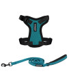 Voyager Step-in Lock Dog Harness w Reflective Dog Leash Combo Set with Neoprene Handle 5ft - Supports Small, Medium and Large Breed Puppies/Cats by Best Pet Supplies - Turquoise/Black Trim, XXS