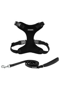 Voyager Step-in Lock Dog Harness w Reflective Dog Leash Combo Set with Neoprene Handle 5ft - Supports Small, Medium and Large Breed Puppies/Cats by Best Pet Supplies - Black, M