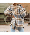 Sweaters for Women Womens Plaid Shacket Brushed Flannel Shirt Jacket Mid Long Wool Blend Tartan Coat Womens Tops-H9 Khaki