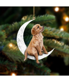 Golden Retriever Sit On The Moon Dog Memorial Keepsake Christmas Remembrance Ornament To Remember Loved - Loss Of Pet Gifts (Golden Retriever)