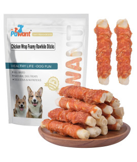 Pawant Dog Treats Chicken Wrapped Rawhide Rolls Healthy Dog Chews Long Lasting For Large Dog 1 Lb454G