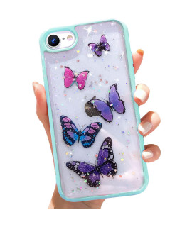 Wzjgzdly Butterfly Bling Clear Case Compatible With Iphone 6 Iphone 6S, Glitter Case For Women Cute Slim Soft Slip Resistant Protective Phone Cover For Iphone 6 Iphone 6S (47 Inch) - Green