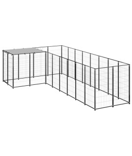 Vidaxl Dog Kennel Steel Outdoor Puppy Enclosure Cage Blacksilver Multi Sizes