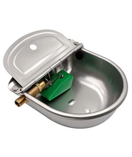 Automatic Waterer Bowl with Brass Float Valve and Drain Plug Stainless Steel Livestock Water Trough Bowl for Dog Cattle Pig Goat Sheep