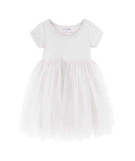Mud Kingdom Little girls Dress Princess Short Sleeve Sequin White 6-7 Years