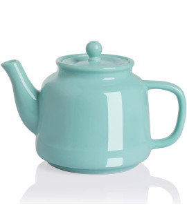 Sweejar Porcelain Teapot With Infuser And Lid, 35 Fl Oz Teaware With Stainless Steel Filter For Tea, Milk, Coffee, Office, Home, Turquoise