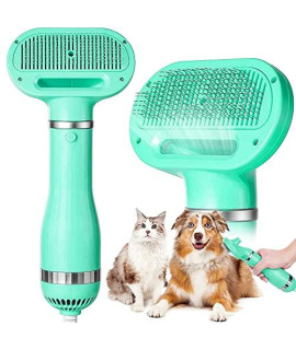 Dog Hair Dryer, 2 Heat Settings Dog Dryer 2 in 1 Pet Hair Brush with Slicker Brush Professional Dog Bath Brush Pet Hair Dryer Blow Dryer Pet Grooming Dryer for Small Medium Large Dogs Cats, Mint