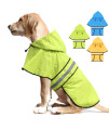Weesiber Dog Raincoat-Reflective Dog Rain Jacket With Hoodie - Waterproof Dog Rain Coat - Adjustable Lightweight Dog Poncho Slicker For Medium Dogs (Medium, Green)