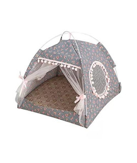 YIDAI Cat Tent Bed, Pet Tent Cave Bed for Cat Small Dog, Portable Folding Cat Tent, Pet Teepee with Cushion, Warm Soft Cat Tent Bed for Indoor (L, Grey)