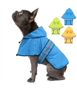 Weesiber Dog Raincoat - Reflective Dog Rain Coat With Hoodie, Waterproof Adjustable Lightweight Dog Rain Jacket Poncho Slicker For Small Medium And Large Dogs (Small, Blue)