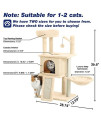 TSCOMON 36.6" Modern Cat Tree for Indoor Cats, Multi-Level Cat Tower with Scratching Posts, Cat House for Kittens, Cat Tower for Indoor Cats with Hanging Ball and Hammock Basket, Beige
