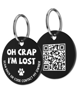 Myluckytag Stainless Steel Qr Code Pet Id Tags Dog Tags - Pet Online Profile - Scan Qr Receive Instant Pet Location Alert Email