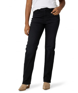 Wrangler Womens High Rise True Straight Fit Jeans, Midnight Black, 4 1 Us