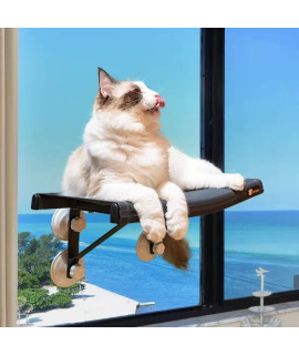 FAMPETY Unique Cat Window Perch, Hold Up 60lbs by Upgrade Heavy Duty Screw Suction Cup, Metal Bottom Support Hammock Seat Bed Size 17"x11", Safety Open Space for Indoor Cat 360