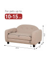 Dog Couch/Pet Sofa with Wooden Frame/Bed for Dogs with Linen Fabric/Pet Bed with Comfortable Foam Cushion/Durable Dog Sofas and Chairs for Medium Dog Rest Using (Beige)