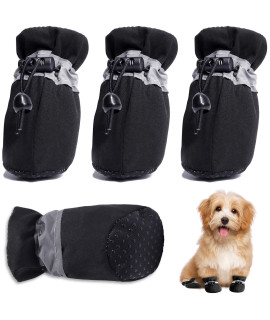 Hoolava Dog Shoes, Dog Winter Boots Paw Protector With Reflective Straps, Non Slip Dog Booties For Small Medium Dogs And Puppies 4Pcs