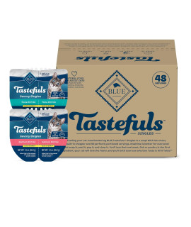 Blue Buffalo Tastefuls Savory Singles Adult Cuts in Gravy Wet Cat Food Variety Pack, Salmon and Tuna Entr