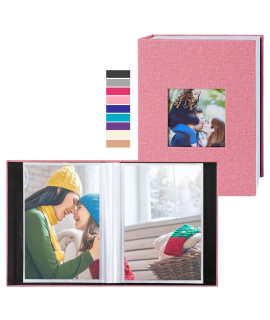 Ywlake Photo Album 4X6 100 Pockets 2 Packs, Small Mini Capacity Linen Photo Album Bulk Sets, Each Pack Holds 100 Top Loader Vertical Only Picture For Kids Boy Girls Pink