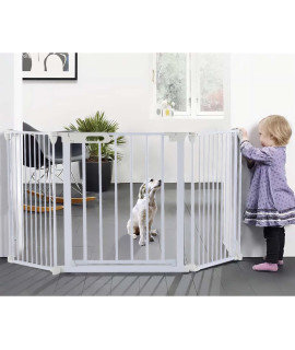 80A Metal Fireplace Fence Guard 3-Panel Baby Safety Gate, Auto Close Baby Fence, Foldable Safety Extra Wide Fence With One Hand Operation, Hardware Mount, Deluxe Walk Thru Pet Gate For Doorways
