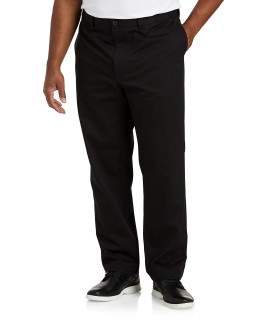 Dxl Big And Tall Essentials Flat-Front Twill Pants, Black, 56W X 28L