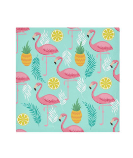Oyihfvs Seamless Pink Flamingos, Pineapples And Exotic Leaves On Turquoise Cloth Napkin Set Of 4,Dinner Napkins Reusable Table Napkin Washable Polyester Fabric For Cocktail Party Holiday Wedding Home