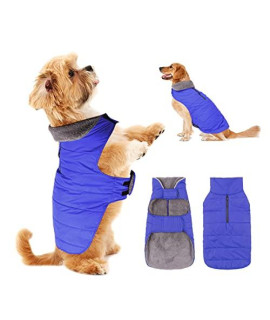 PPET Dog Cold Weather Coats Waterproof Windproof Winter Dog Jacket,Thick Padded Warm Coat Vest Blue Snowsuit Warm Dog Apparel for Small Medium Large Dogs with Furry Collar (Blue, XX-Large)