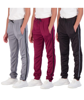 3 Pack Boys Girls Youth Active Teen Mesh Boy Sweatpants Joggers Running Basketball School Track Pants Athletic Workout Gym Apparel Training Jogger Fit Kid Clothing Casual Pockets - Set 6,S(8)