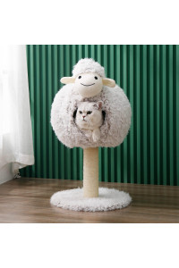 NASKEE Cat Tree Cat Tower Multi-Level Cat Condo with Scratching Posts Cat Cave Toy for Indoor Kittens Pet Play Rest, Sheep Shape