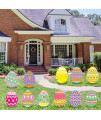 11Pcs Easter Eggs Yard Sign Outdoor Lawn Decorations-Easter Eggs Pathway Markers-Easter Egg Outdoor Spring Party Waterproof Yard Decorations