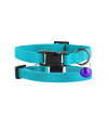 Murom Breakaway Cat Collar Leather Soft Adjustable Pet Kitten Collars with Bell Pink Brown Blue Green Red (Aquamarine)