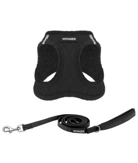Voyager Step-in Plush Dog Harness - Soft Plush, Step in Vest Harness for Small and Medium Dogs by Best Pet Supplies - Black Plush (Leash Bundle), XS (Chest: 13-14.5)