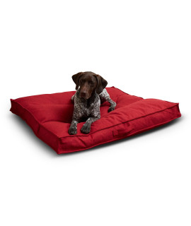 Happy Hounds Milo Square Tufted Pillow Dog Bed, Scarlet, Large (40" x 40")