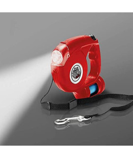 Lock Jaws Medium Retractable Leash with Led Light (Red)