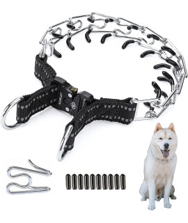 Jipimon Prong Collar For Dogs, Adjustable No Pull Dog Choke Pinch Training Collar With Comfortable Rubber Tip For Small Medium Large Dogs (Medium, Black)