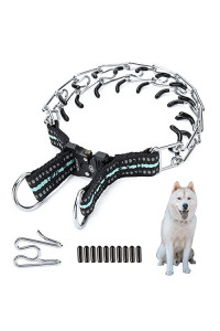 Jipimon Prong Collar For Dogs, Adjustable No Pull Dog Choke Pinch Training Collar With Comfortable Rubber Tip For Small Medium Large Dogs (Small, Teal)