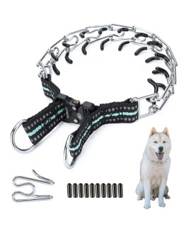 Jipimon Prong Collar For Dogs, Adjustable No Pull Dog Choke Pinch Training Collar With Comfortable Rubber Tip For Small Medium Large Dogs (Large, Teal)
