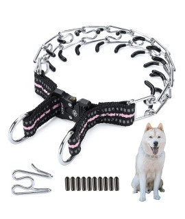 Jipimon Prong Collar For Dogs, Adjustable No Pull Dog Choke Pinch Training Collar With Comfortable Rubber Tip For Small Medium Large Dogs (Small, Pink)