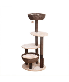 Petpals Pharaoh Cinnamon Brown and Porcelain White 4 Level Cat Tree (PP210335)