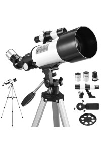 Vinteam Phone Telescope For Beginners, 70Mm Aperture 400Mm Astronomical Refractor Telescope With Fully Multi-Coated Optics, Portable Tripod Phone Adapter To Observe Moon And Landscape
