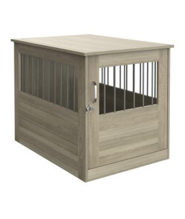 ClosetMaid Pet Crate End Table Furniture for Medium Dogs or Cats Under 25 lbs, Earth Gray Wood Grain Finish