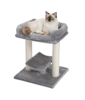 Petepela Cat Scratching Post Small Cat Tree Cat Scratcher With Large Plush Top Perch Bed Cat Post And Curved Platform