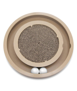 Best Pet Supplies Scratch and Spin Cat Scratcher Pad with Interactive Spinning Balls for Active Play, Natural Recycled Corrugated Cardboard, Supports Pet Behaviors, Relieves Stress