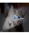BANMODER 2 Pack Reflective Cat Collar Breakaway with Bell,Personalized Kitten Collars,Adjustable Safety Buckle Collar for Male Cats Girls & Boys (Navy Blue)