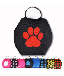 Dapper Dog - Dog Tag Silencer With Tag Ring (Black With Red Paw Print)